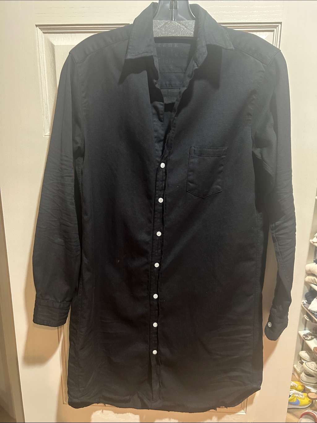 Frank And Eileen Button-Down Shirt Dress. Black